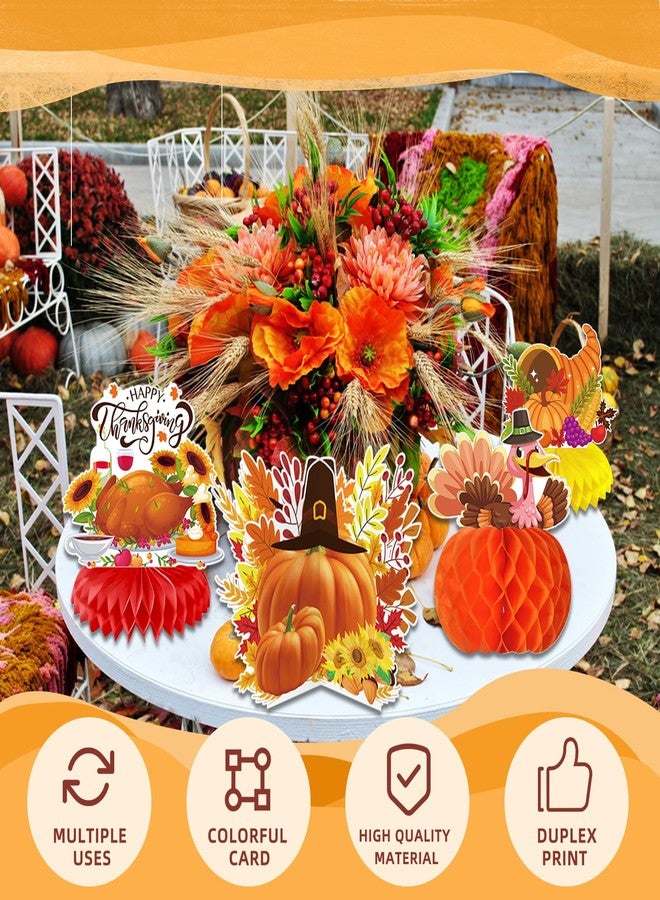 Bolake 11 Pack Thanksgiving Honeycomb Centerpiece Fall Party Decorations Supplies 3D Autumn Fall Thanksgiving Centerpieces for Tables Happy Friendsgiving Thanksgiving Party Decorations Supplies - Image 4